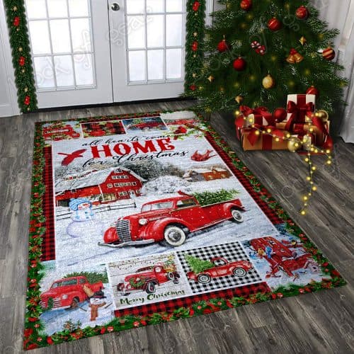 All hearts come home for christmas red truck christmas living room rug 1