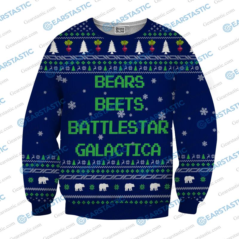 Bears beets battlestar galactica ugly sweater - navy