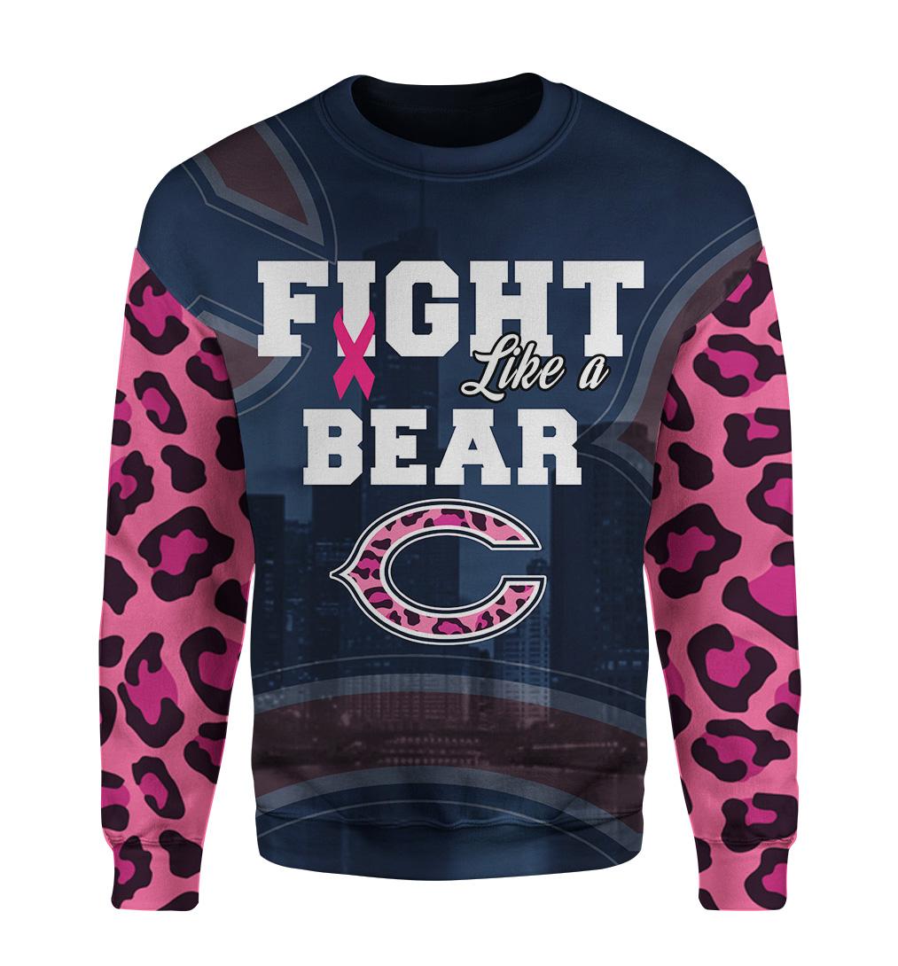 Breast cancer fight like a chicago bears 3d sweater
