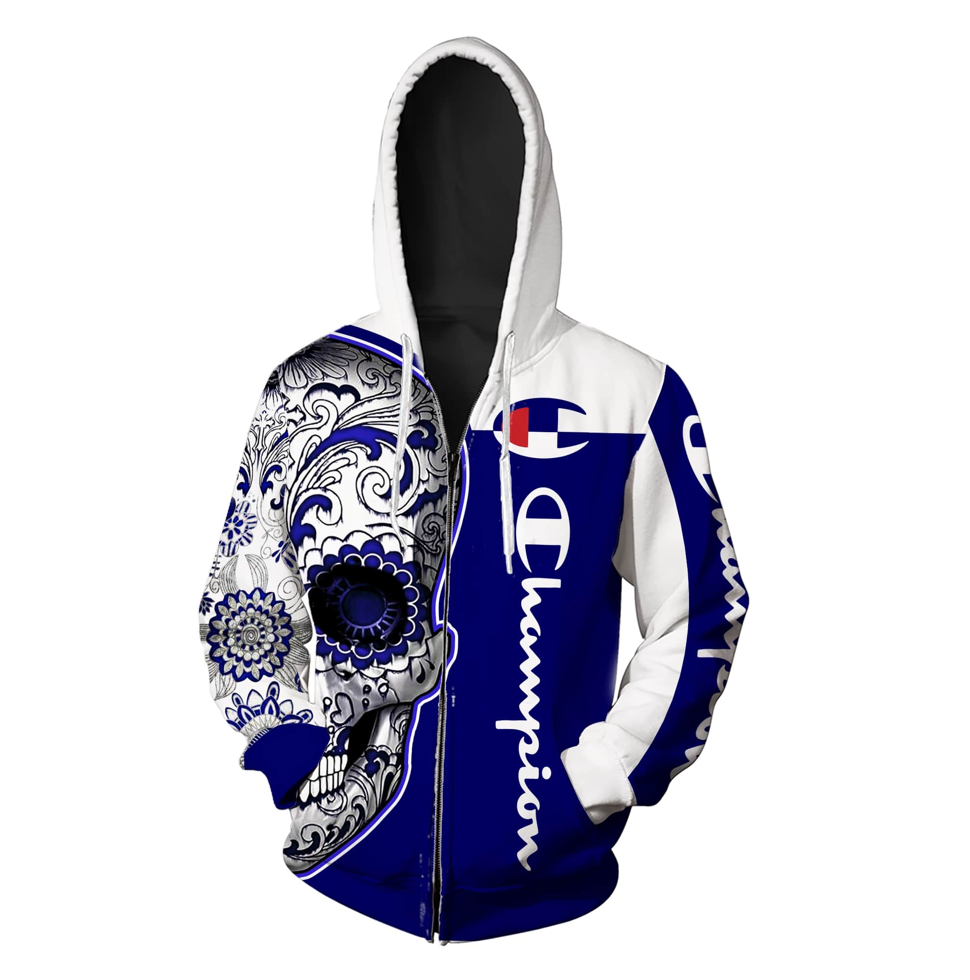 Champion sugal skull full over print zip hoodie