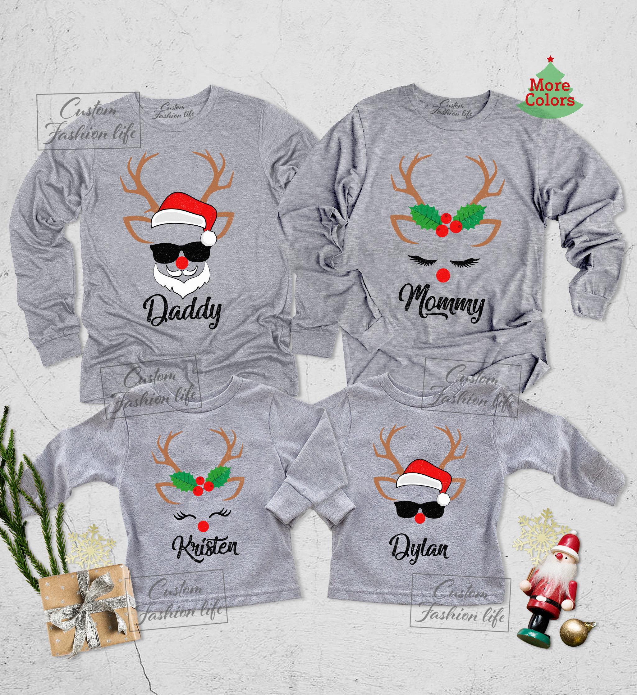 Christmas reindeer and santa long sleeve shirt