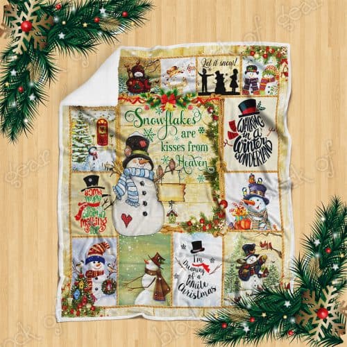 Christmas snowflakes are kisses from heaven snowman sofa blanket 2