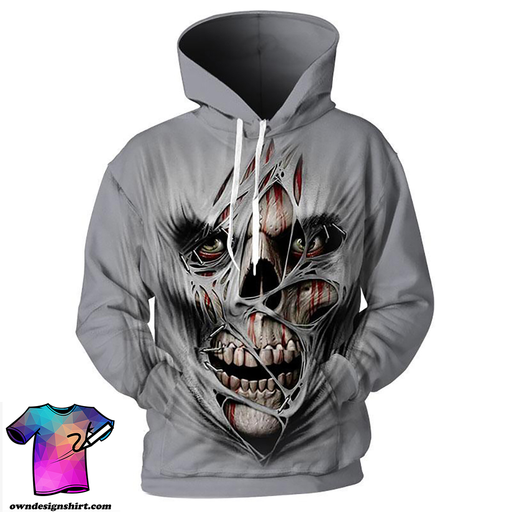 Creepy skull 3d hoodie