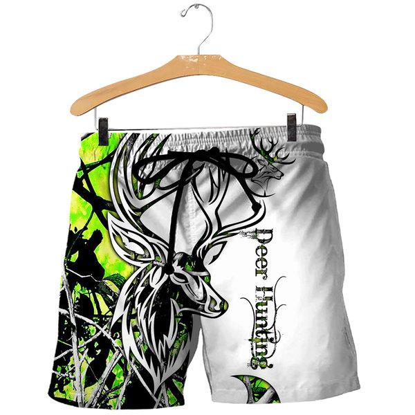 Deer hunting neon 3d all over printed shorts