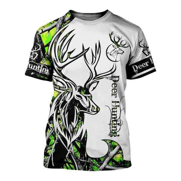 Deer hunting neon 3d all over printed t-shirt
