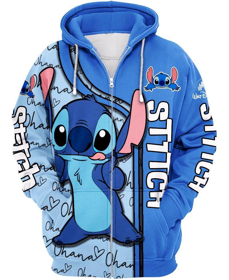 Disney lilo and stitch 3d zipper hoodie