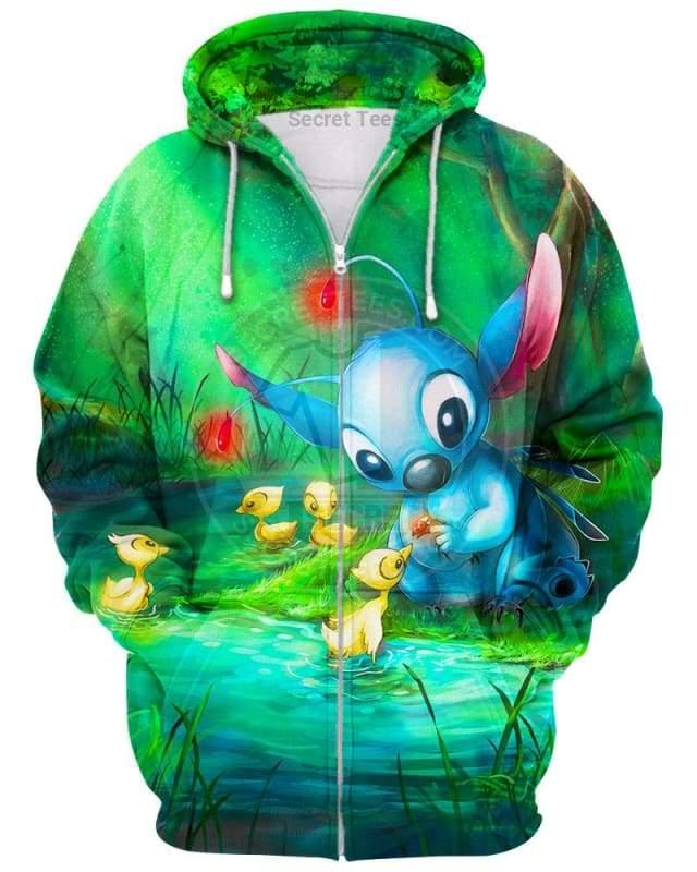Disney stitch loves everything all over print zip hoodie