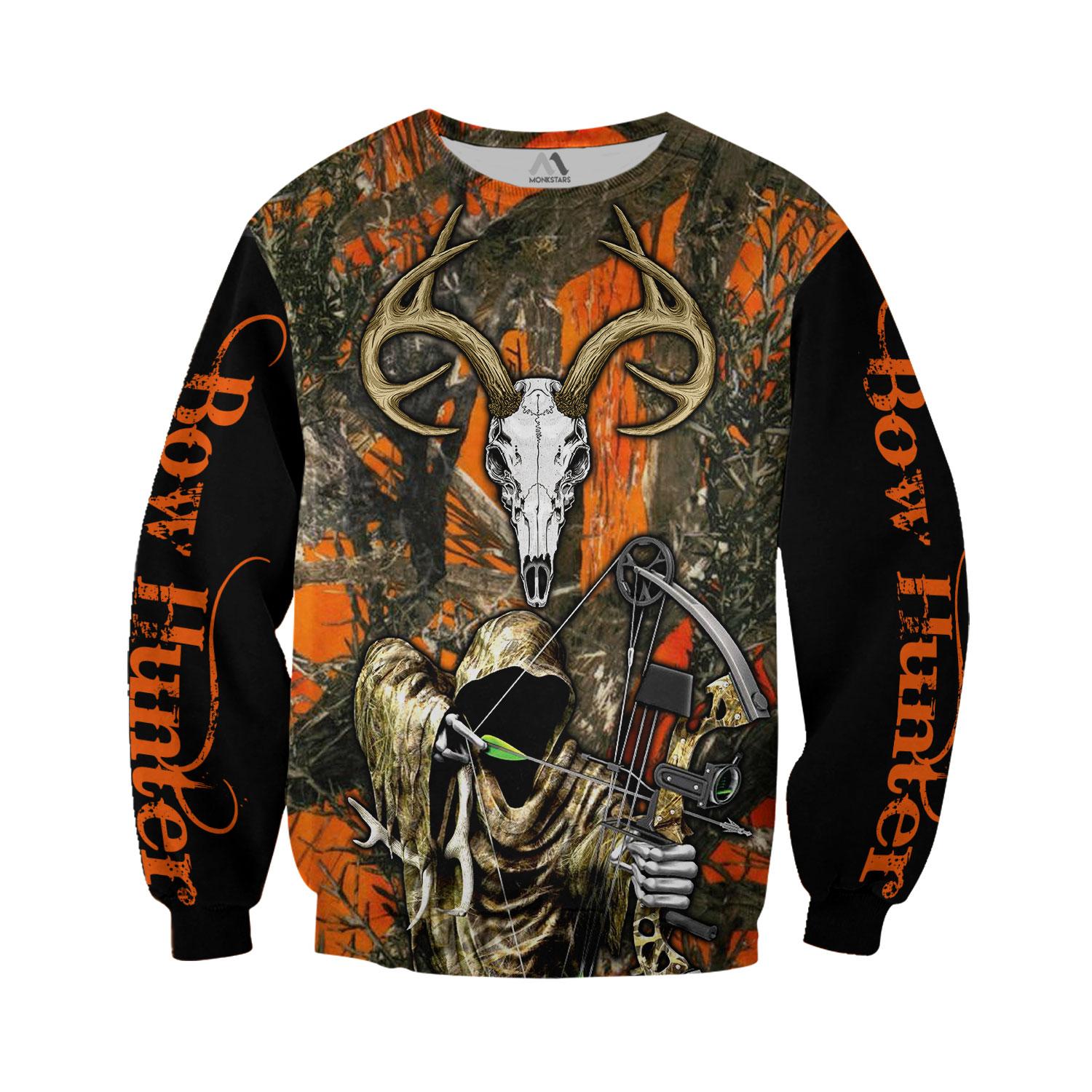 Grim reaper bow hunter camo 3d all over printed sweater