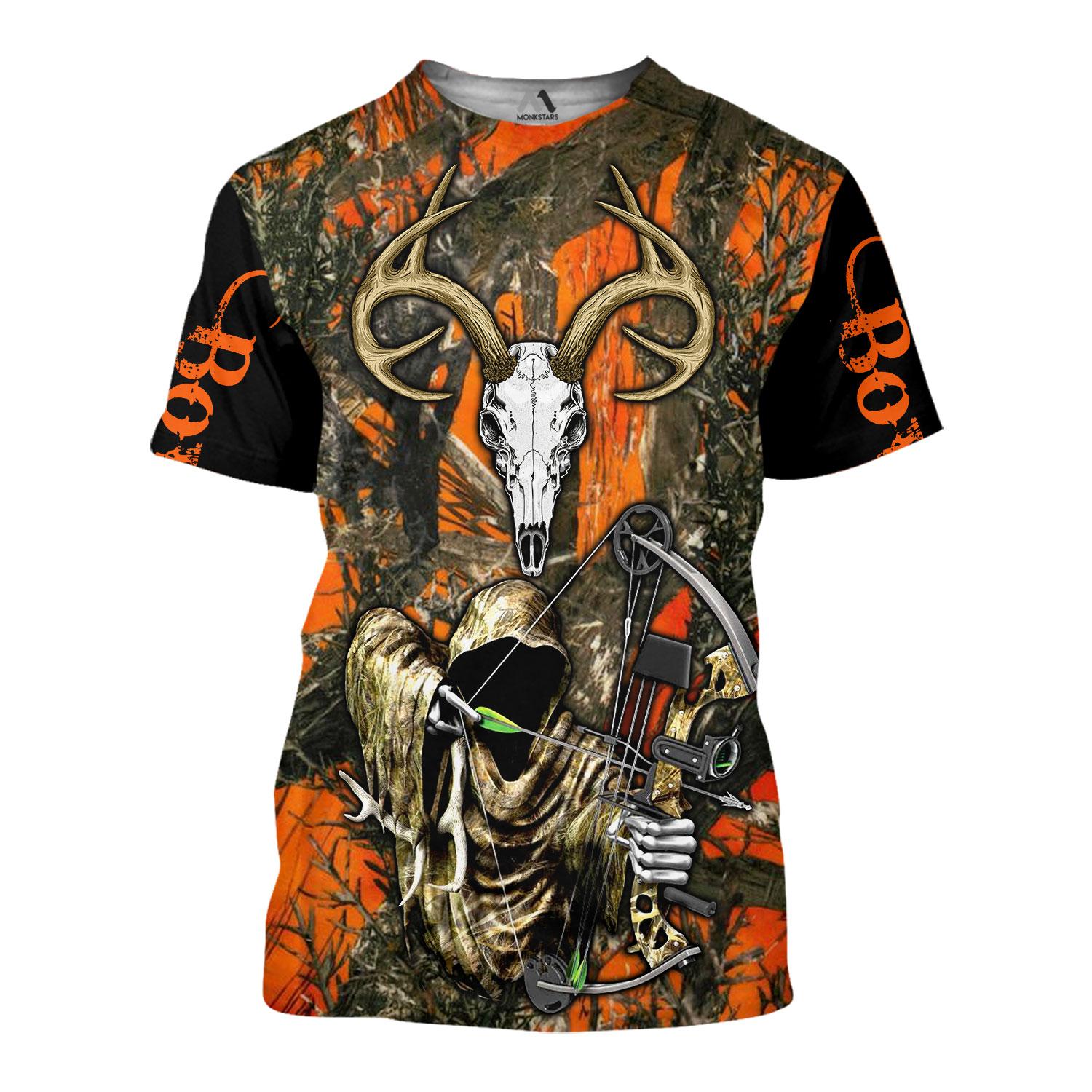 Grim reaper bow hunter camo 3d all over printed tshirt