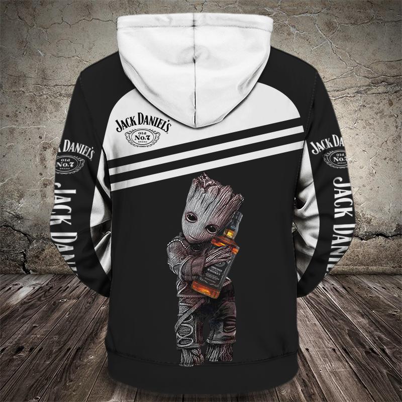 Groot hugging jack daniel's 3d hoodie - back