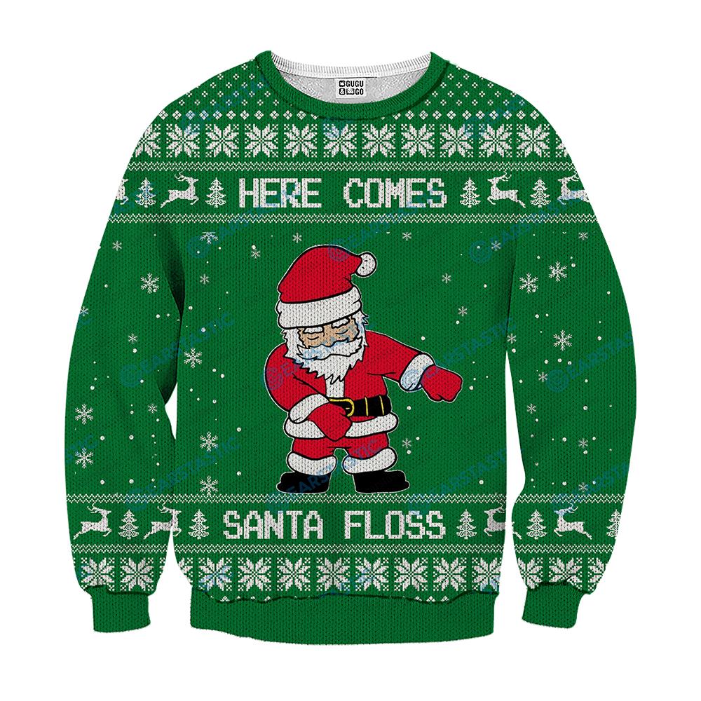 [The best-selling] Here comes santa floss ugly christmas sweater