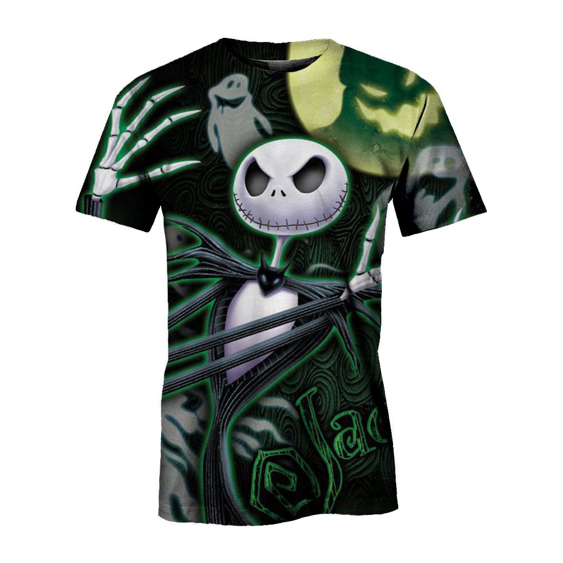 Jack skellington and ghost all over print tshirt