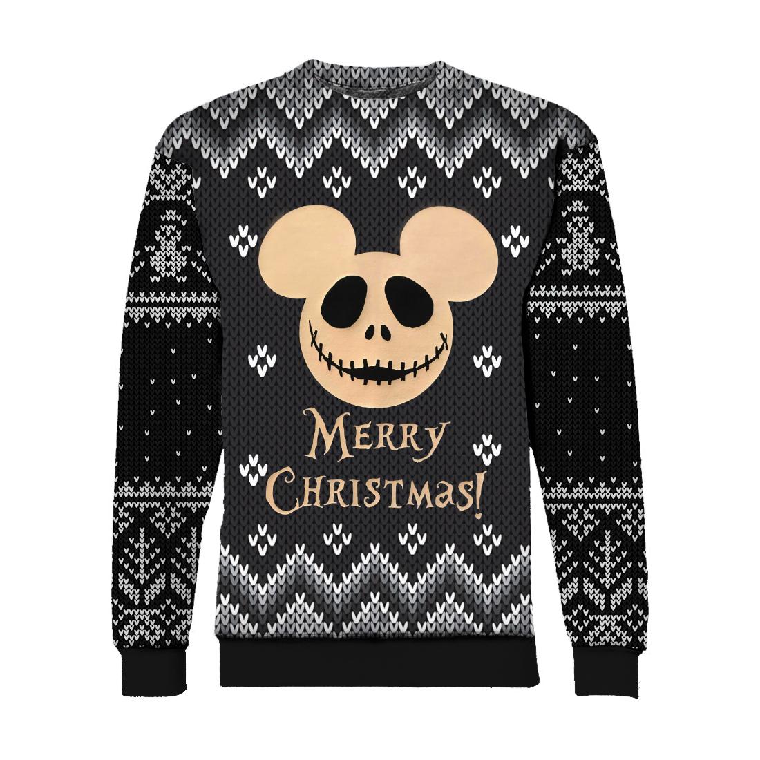 Jack skellington mickey mouse merry christmas all over print sweatshirt