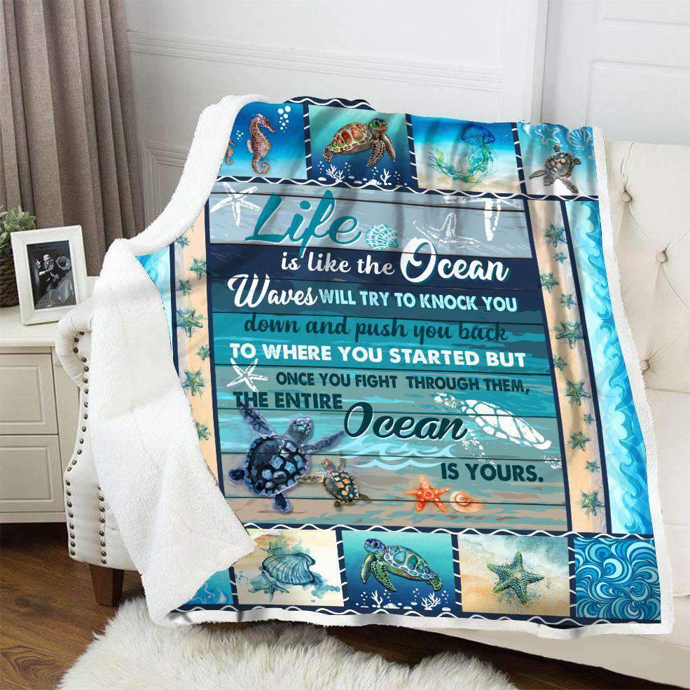 Life is like the ocean waves turtle blanket 2