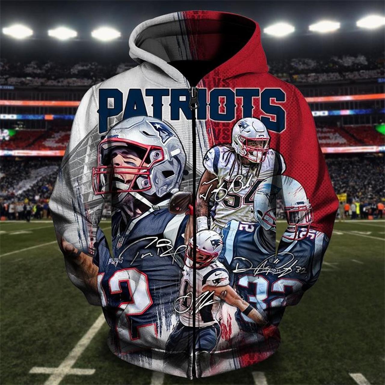 NFL new england patriots all star winning all over print zip hoodie - front