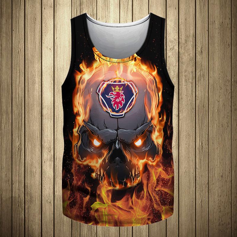[The best-selling] Scania ab skull fire 3d hoodie