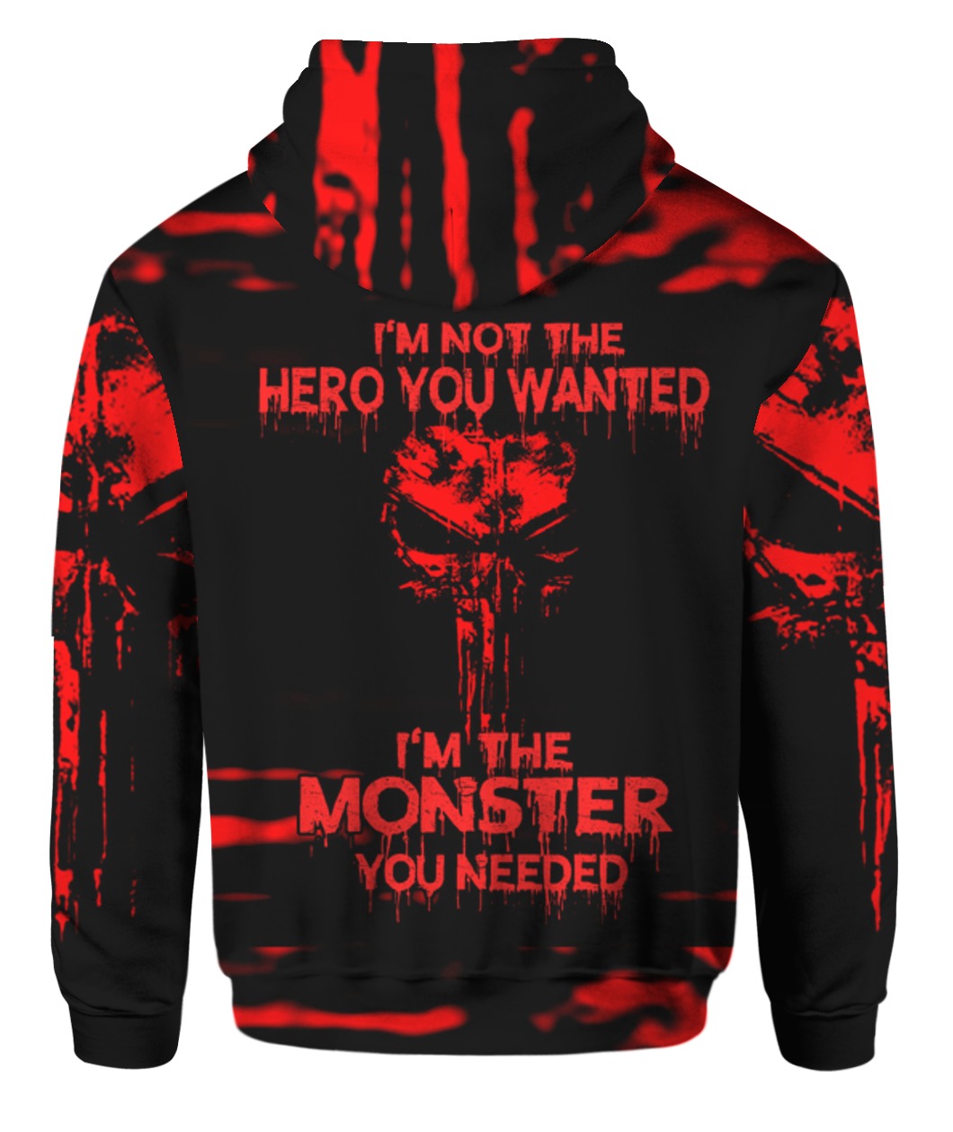 Skull I'm not the hero you wanted I'm the monster you needed all over print zip hoodie 1