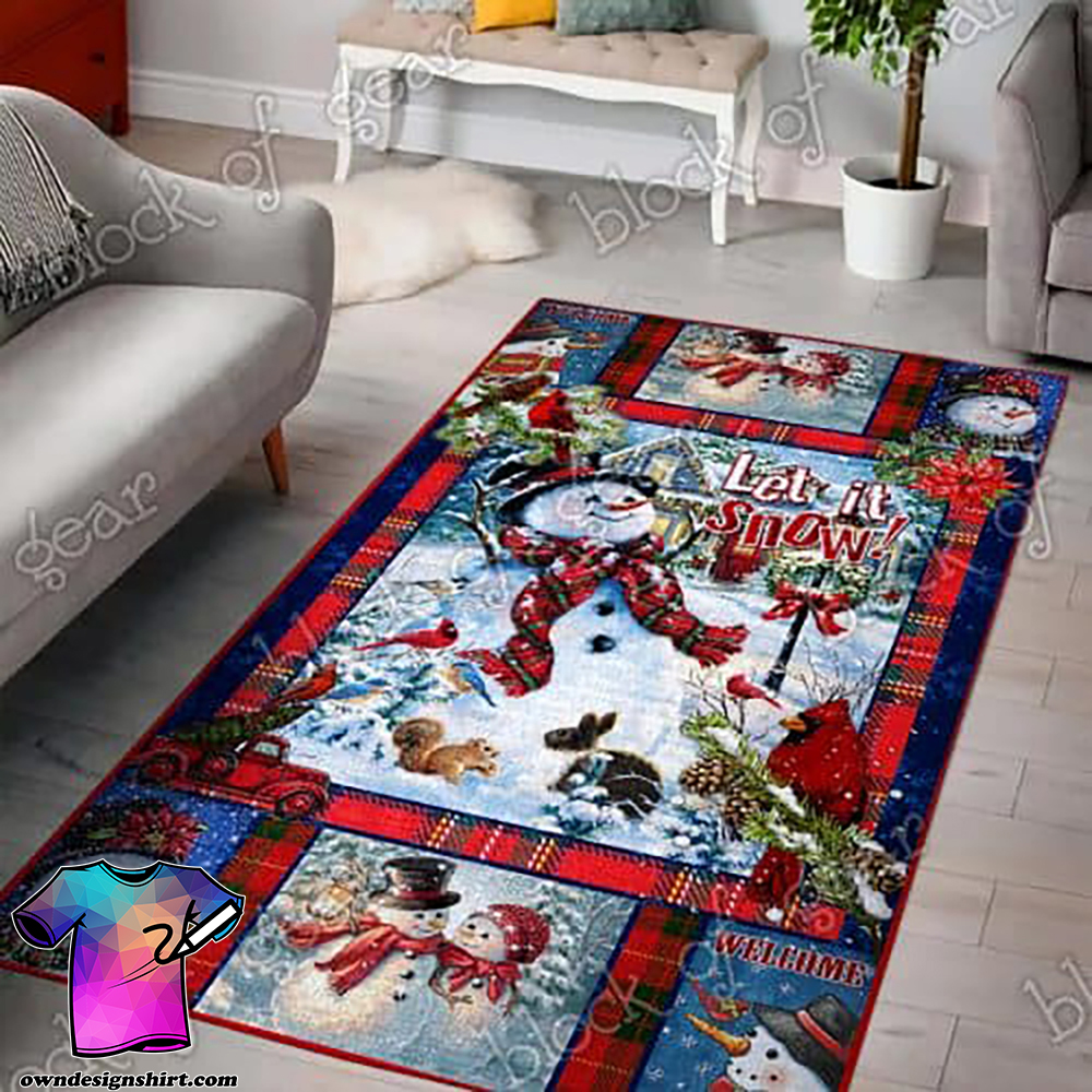 Snowman let it snow christmas living room rug