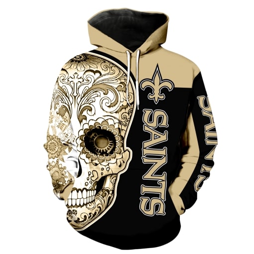 Sugar skull new orleans saints all over print hoodie - original