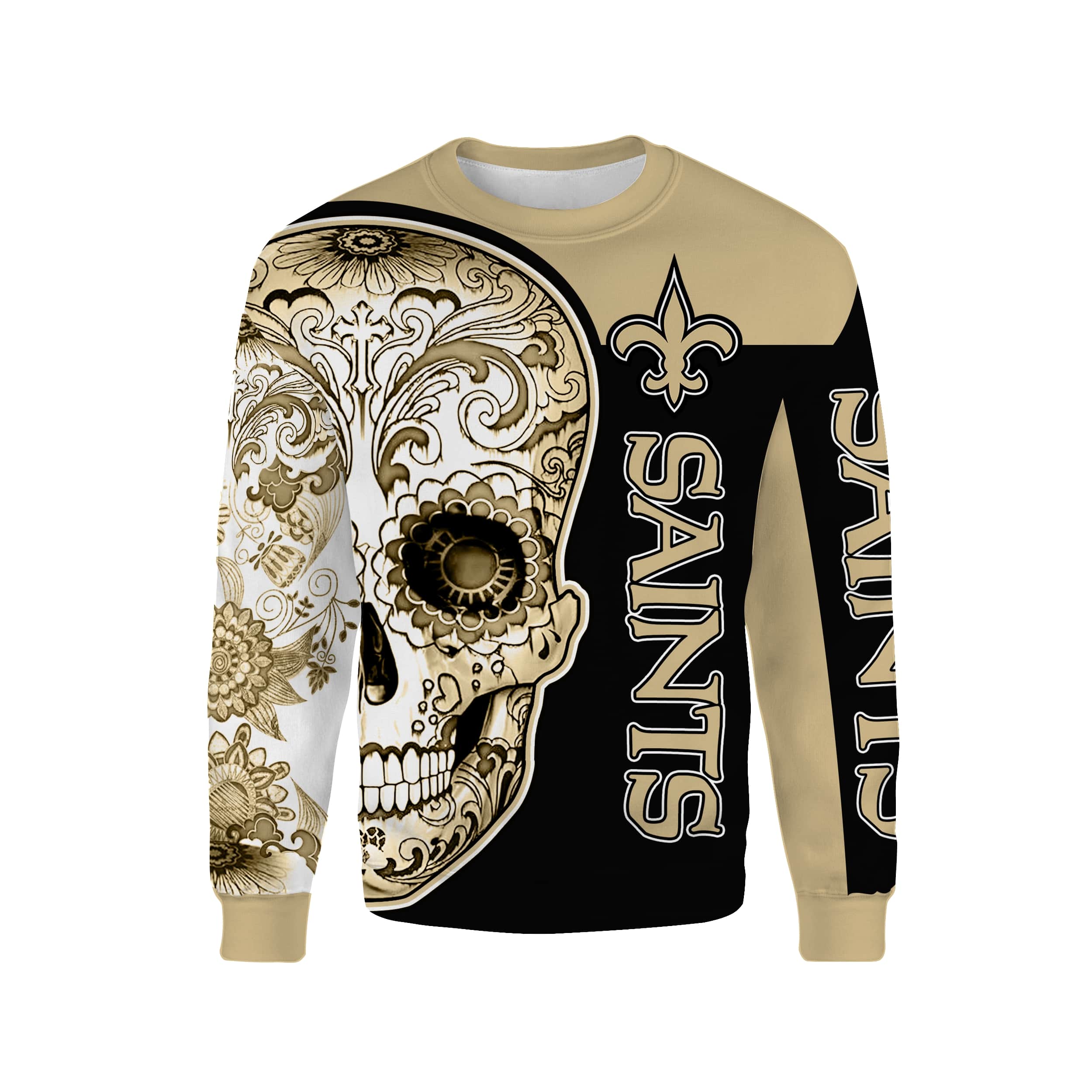 Sugar skull new orleans saints all over print sweatshirt