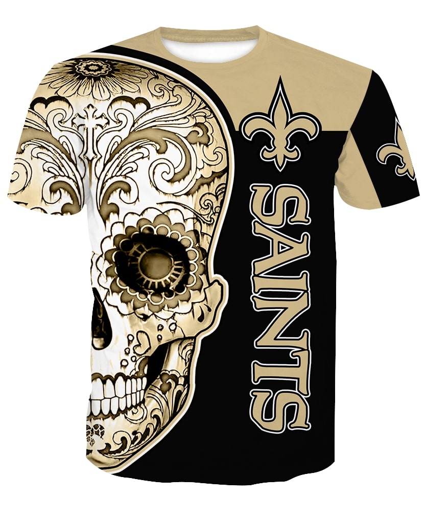 Sugar skull new orleans saints all over print tshirt