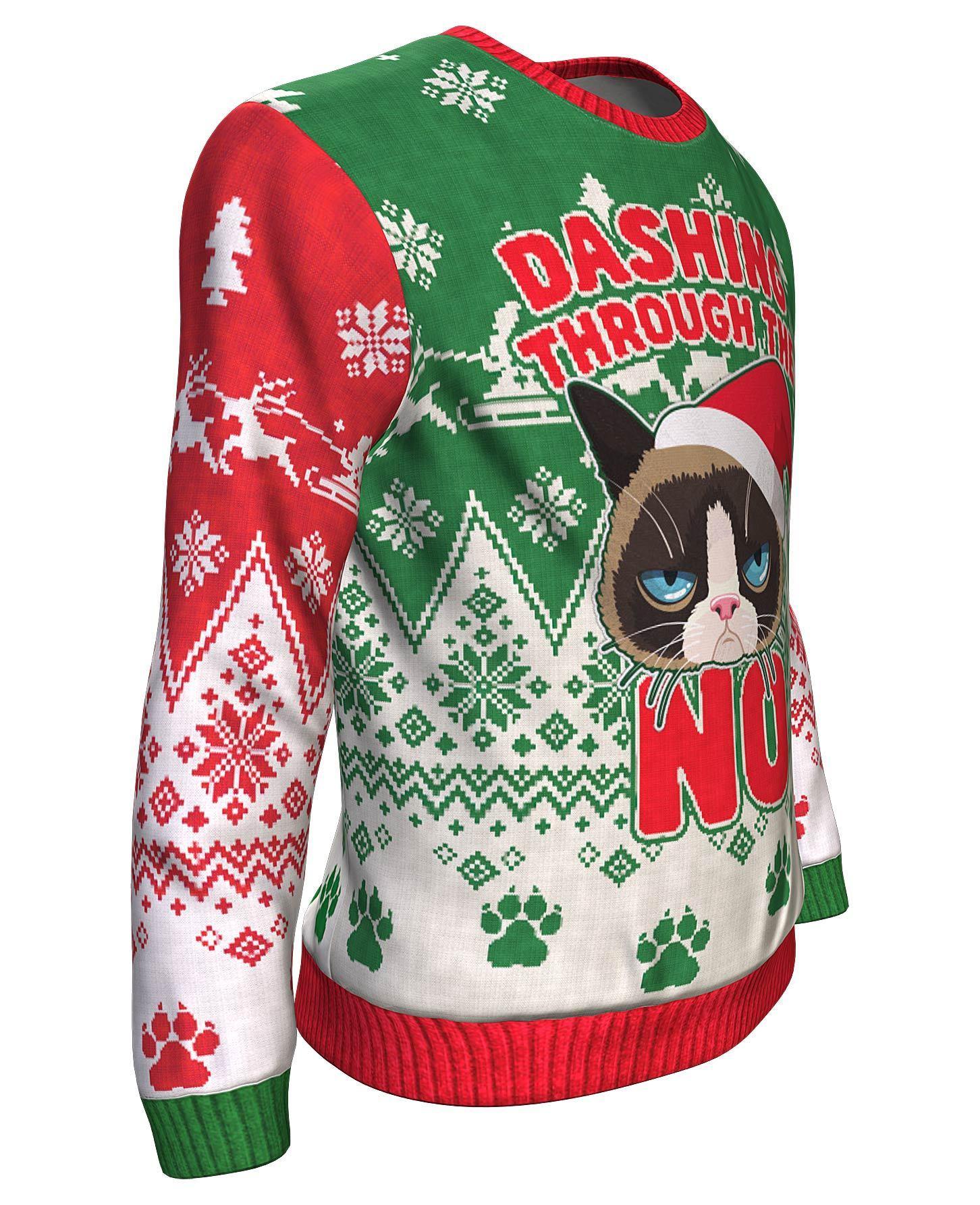 The grumpy cat dashing through the no all over print sweater - maria 3