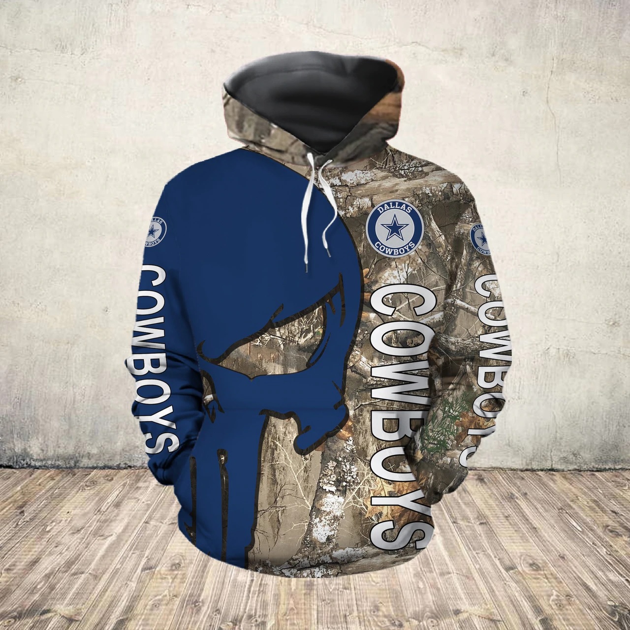 The punisher dallas cowboys all over print hoodie - front