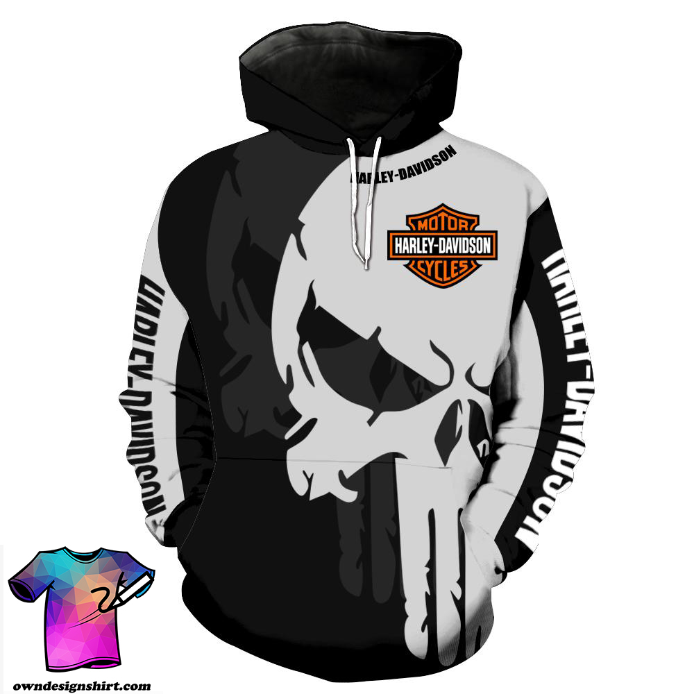 The punisher harley-davidson motorcycle all over print hoodie