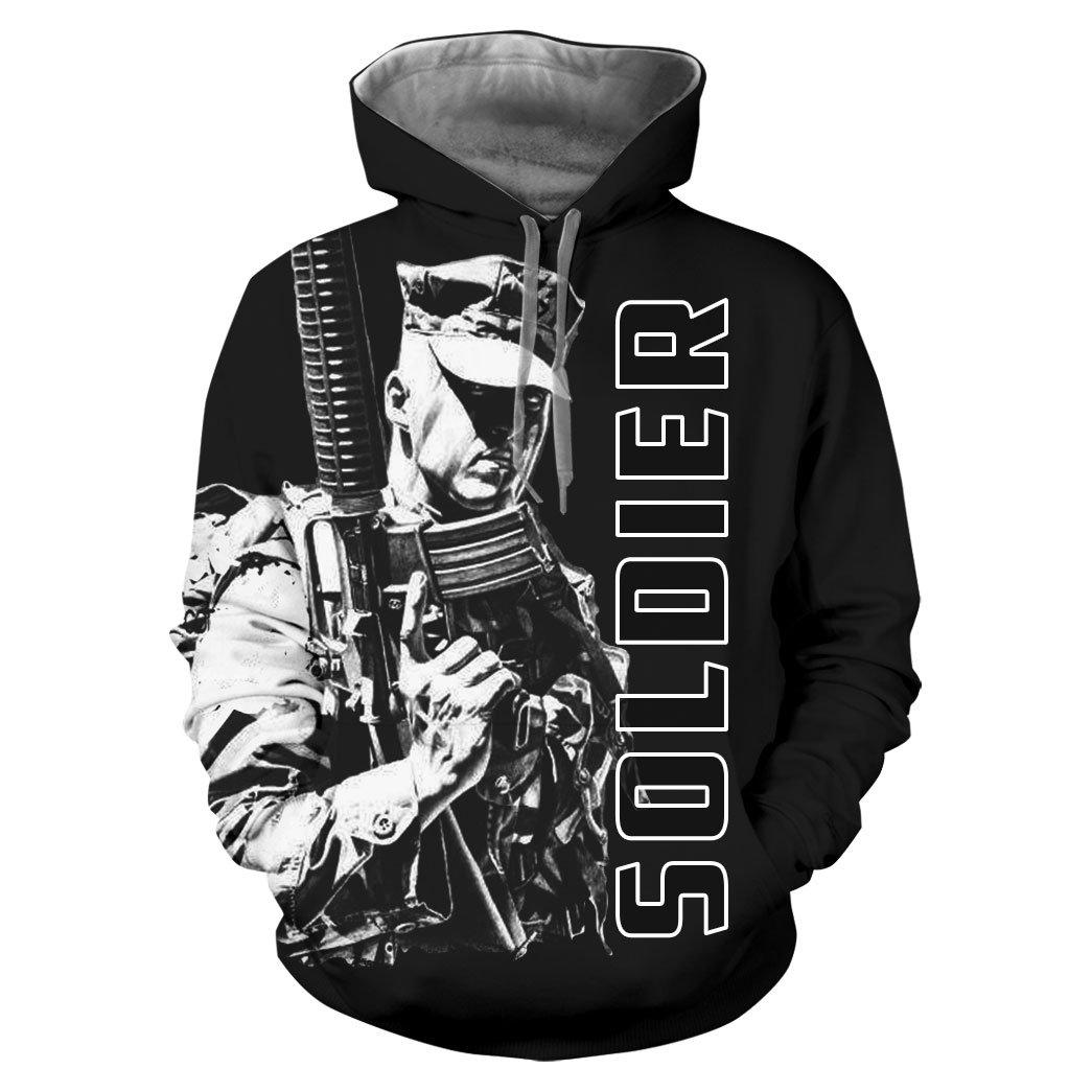 US army veteran soldier 3d full printing hoodie - size S