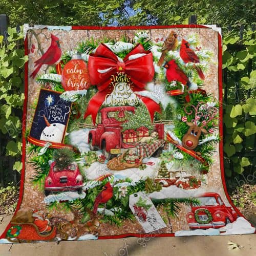 We wish you a merry christmas red truck christmas quilt 2