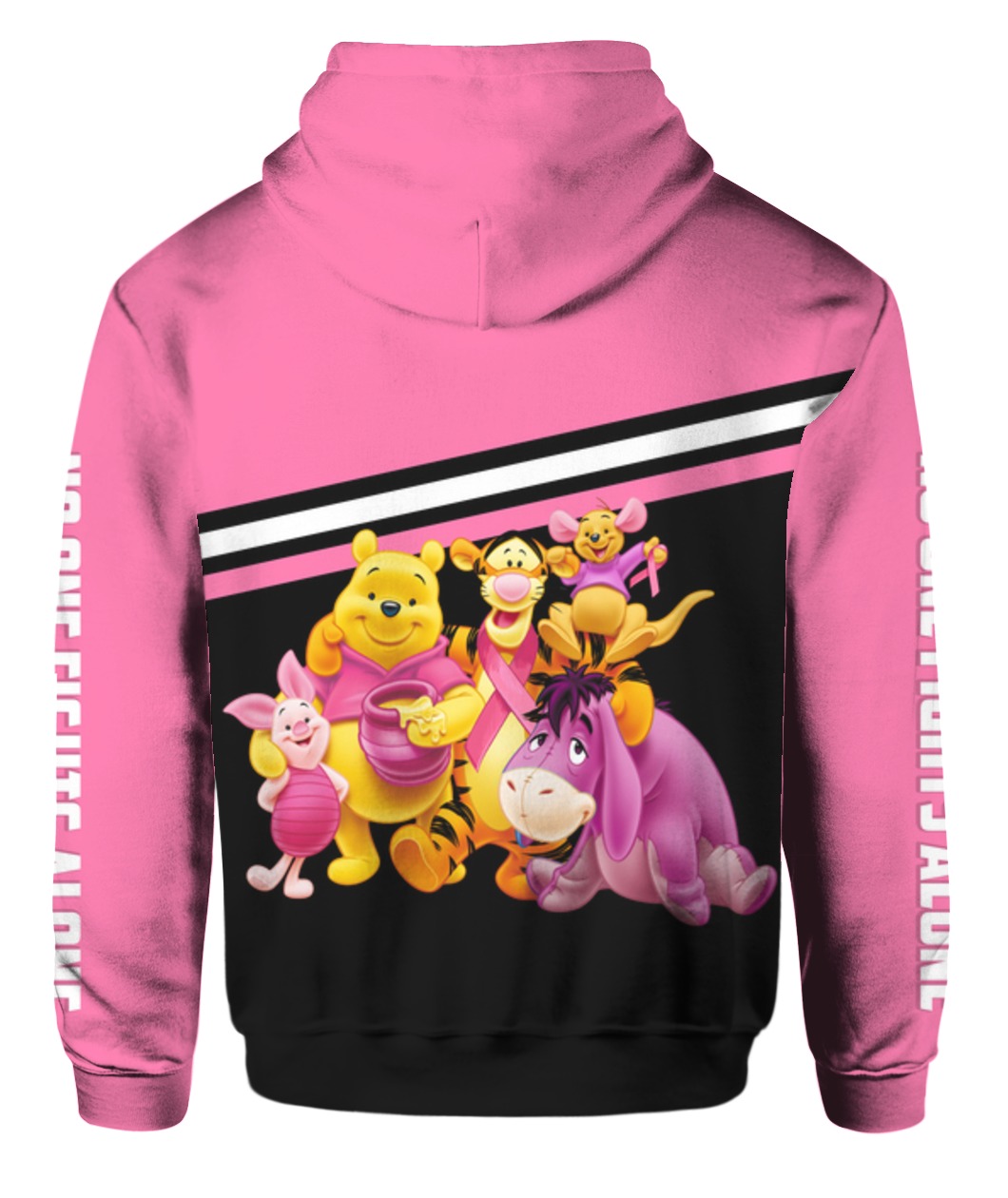 Winnie-the-pooh breast cancer awareness all over printed hoodie - back