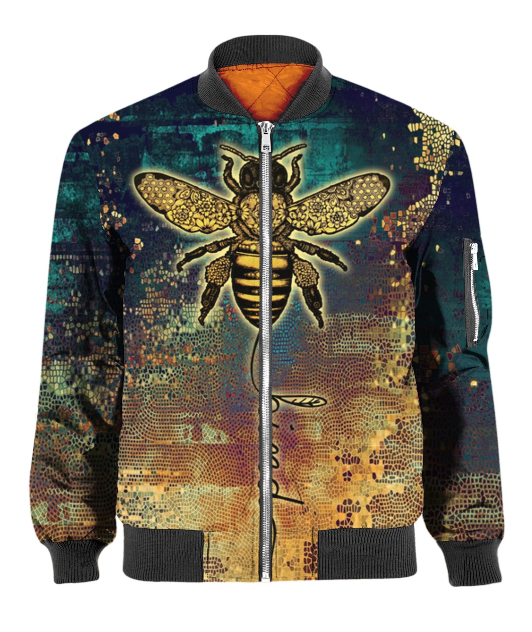 Bee kind all over print bomber