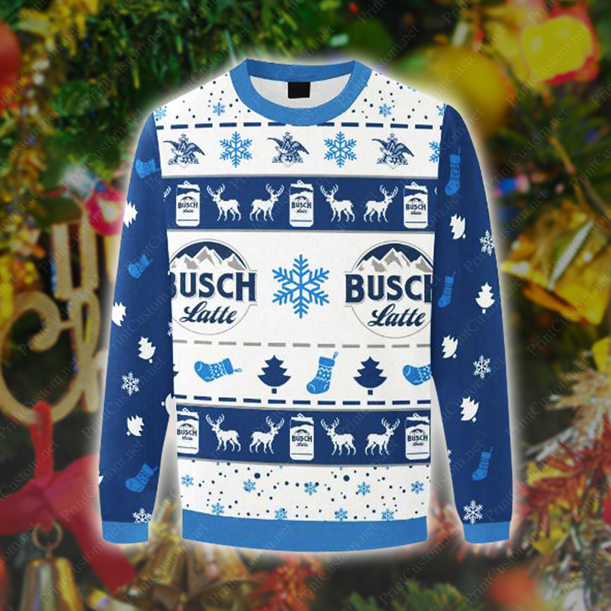 Beer busch latte 3d ugly christmas sweater 1