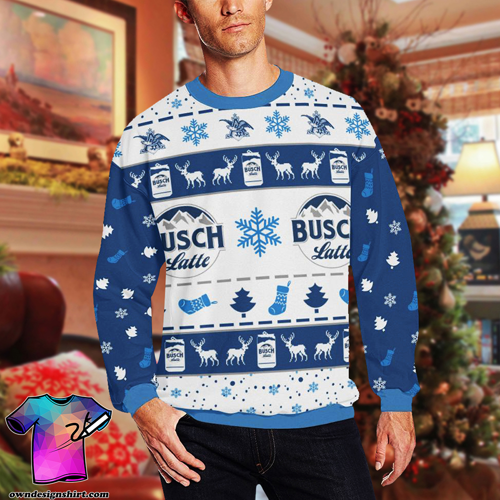 Beer busch latte 3d ugly christmas sweater