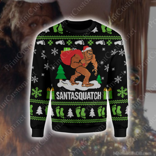Bigfoot santasquatch 3d ugly christmas sweater 1