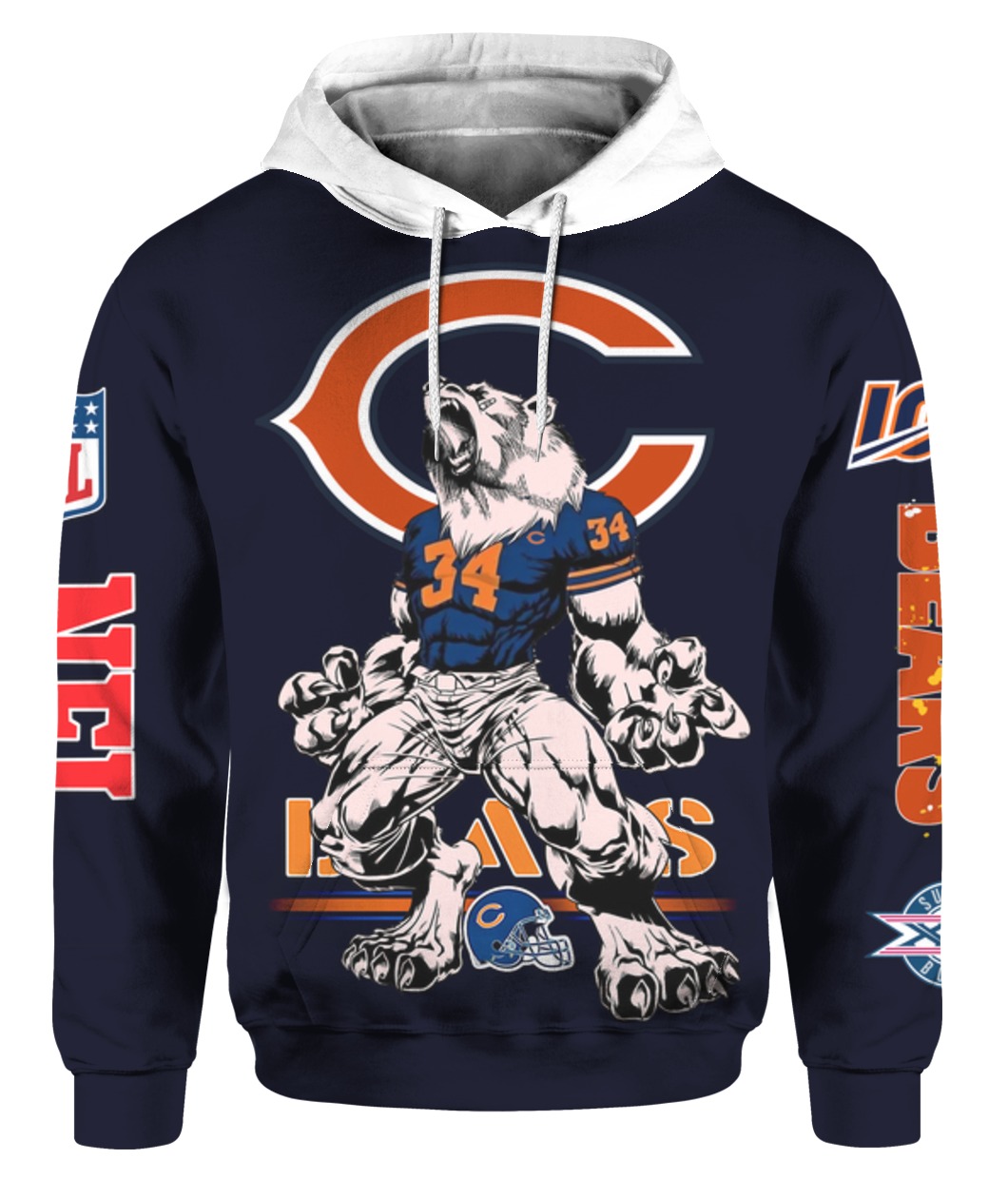 Chicago bears mascot all over print hoodie 1