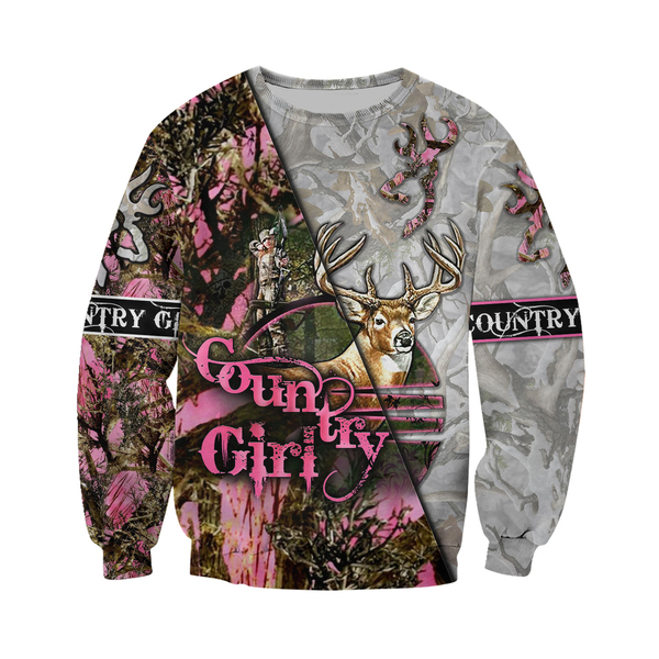 Country girl deer pink all over print sweatshirt