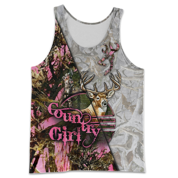 Country girl deer pink all over print tank top