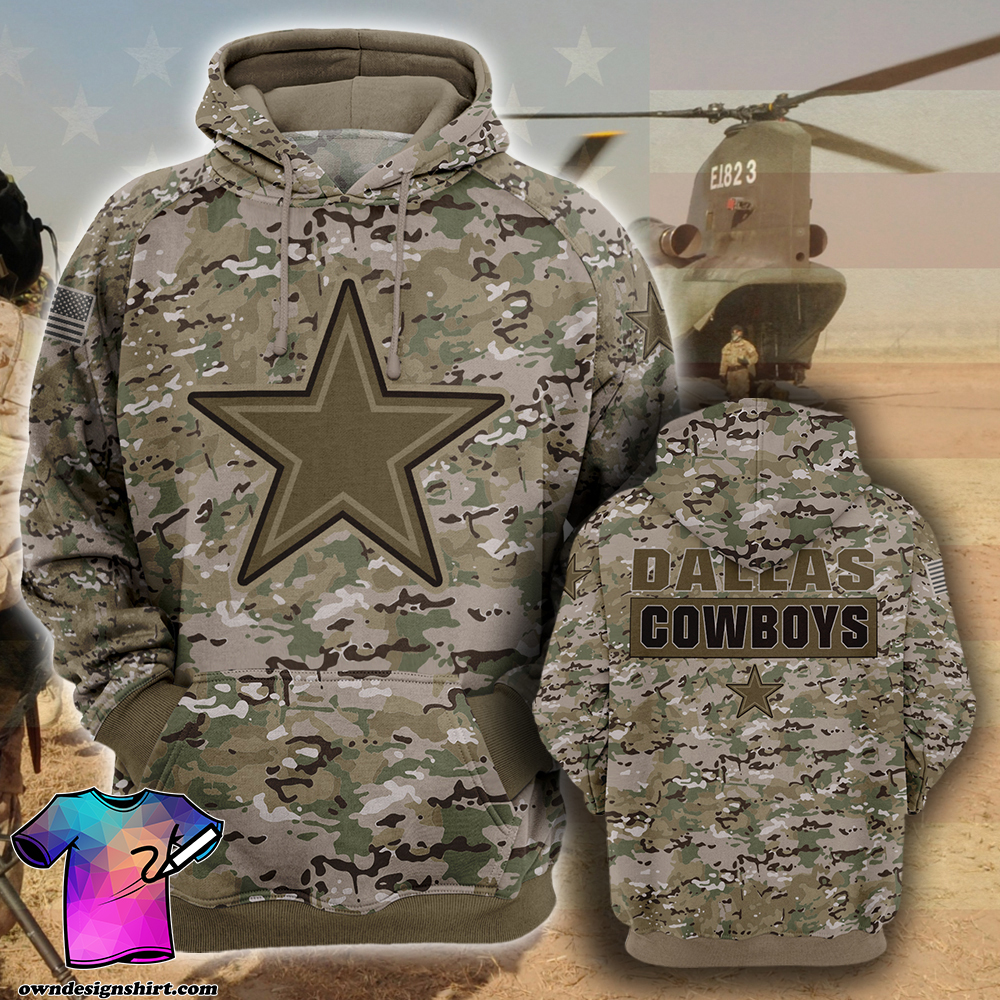 Dallas cowboys camo style all over print hoodie