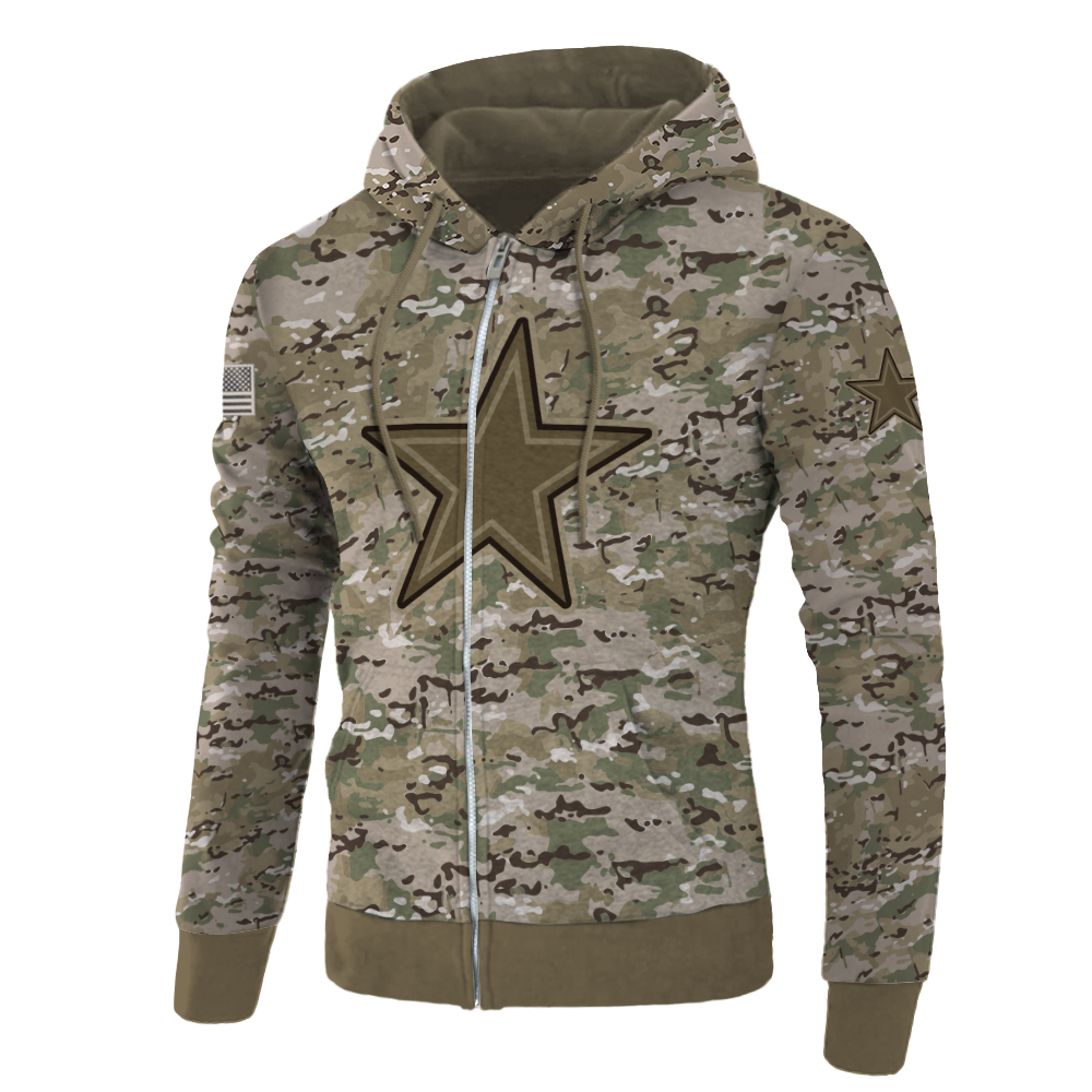 Dallas cowboys camo style all over print zip hoodie