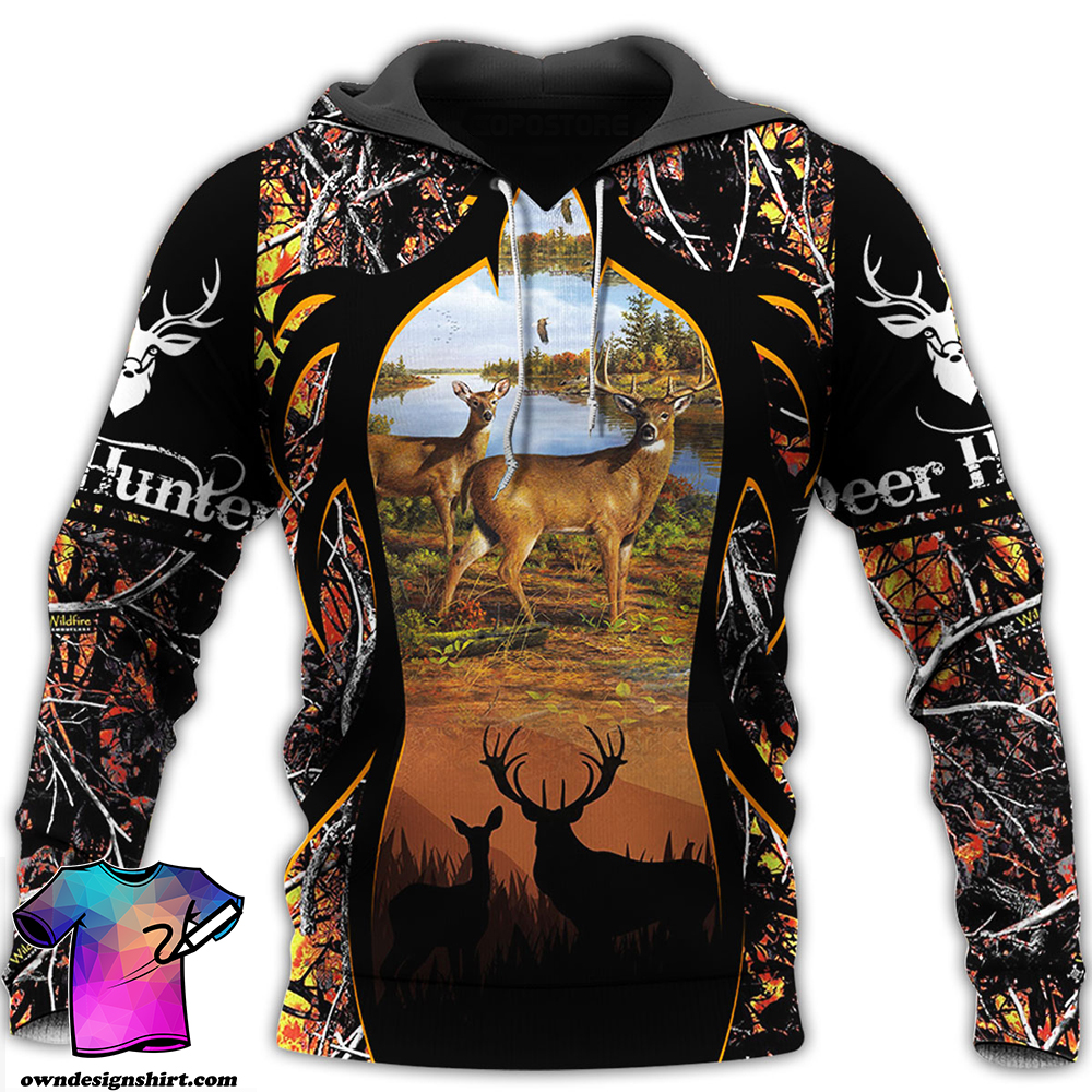 Deer hunter all over printed hoodie