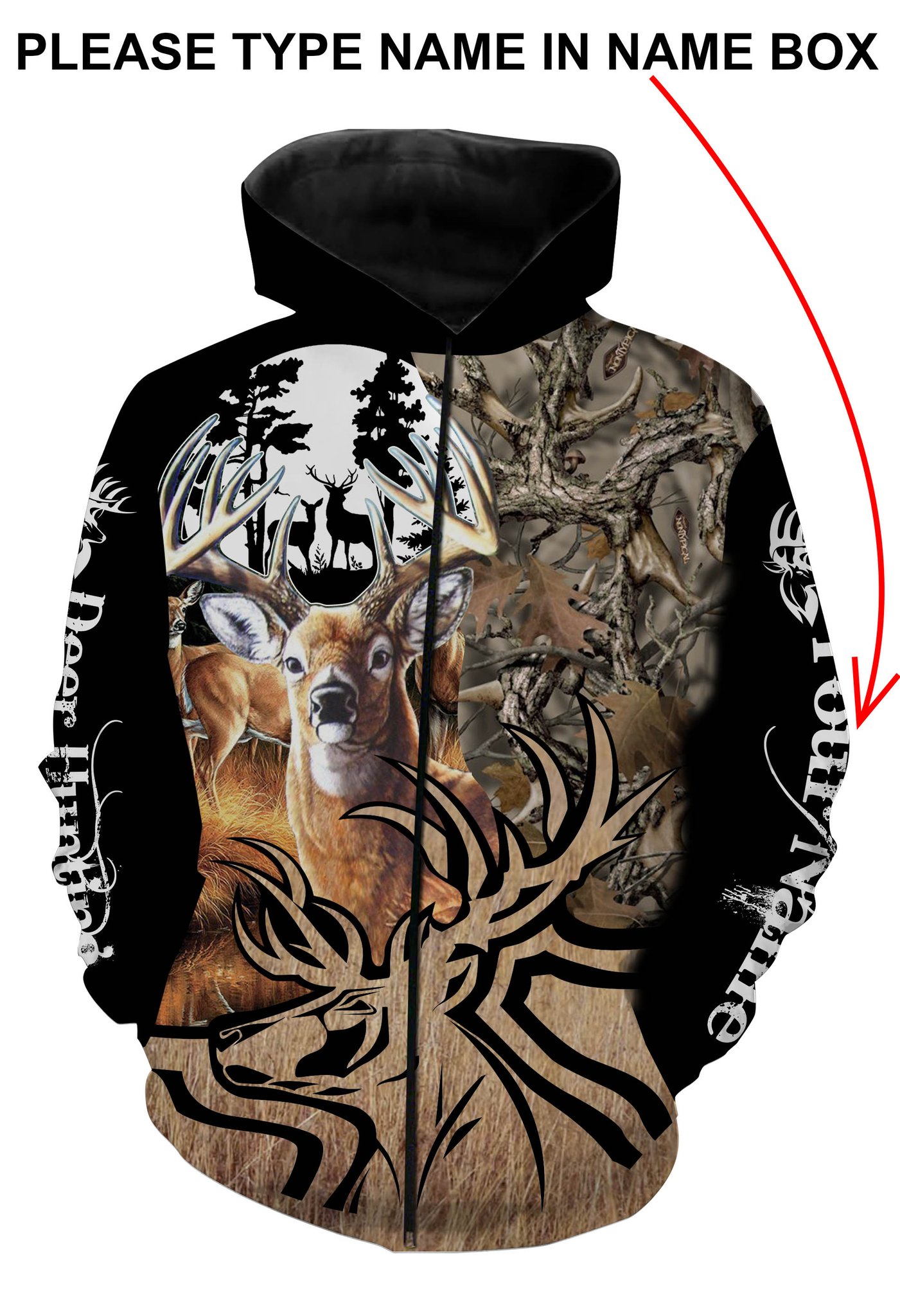 Deer hunting personalized full printing zip hoodie