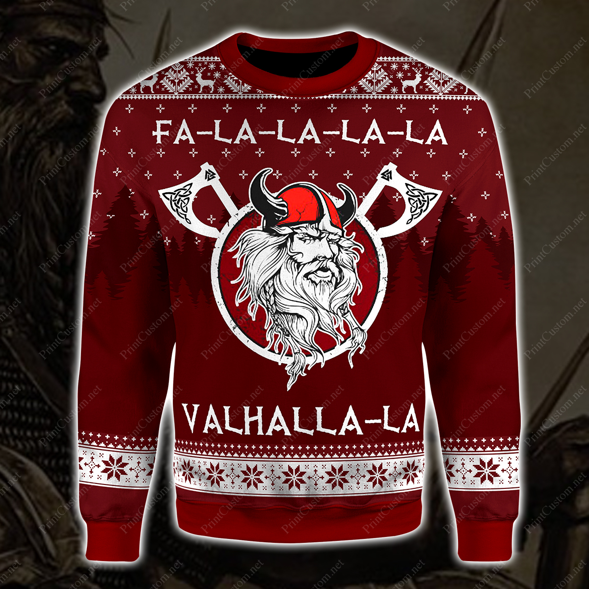 Fa-la-la-la-la valhalla-la viking ugly christmas sweater 1