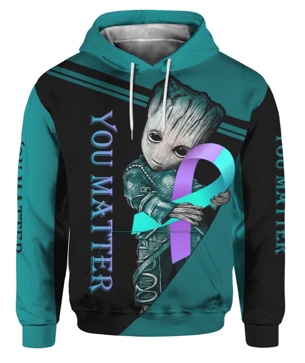 Groot hug suicide prevention awareness ribbon all over print hoodie 1