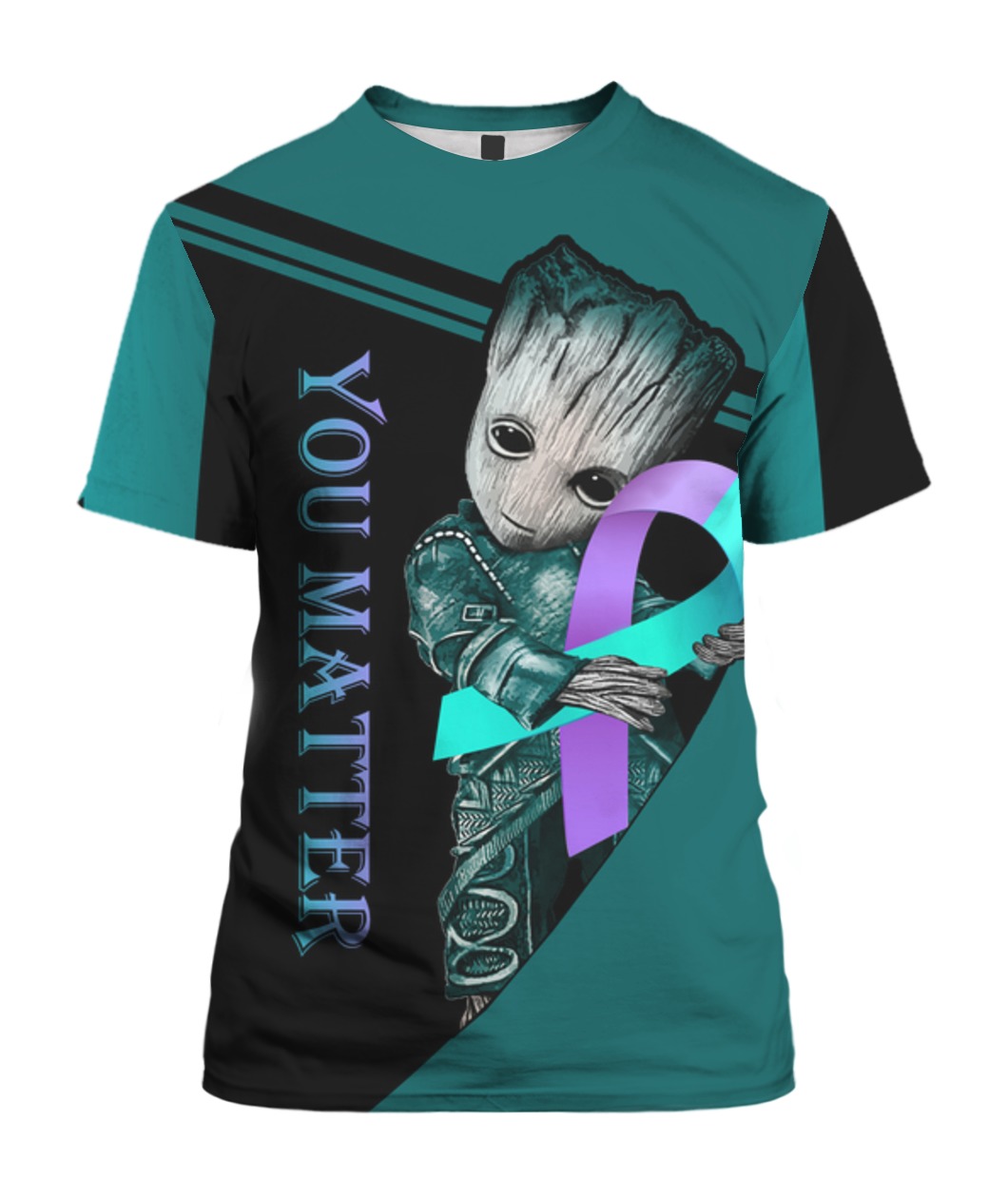 Groot hug suicide prevention awareness ribbon all over print tshirt