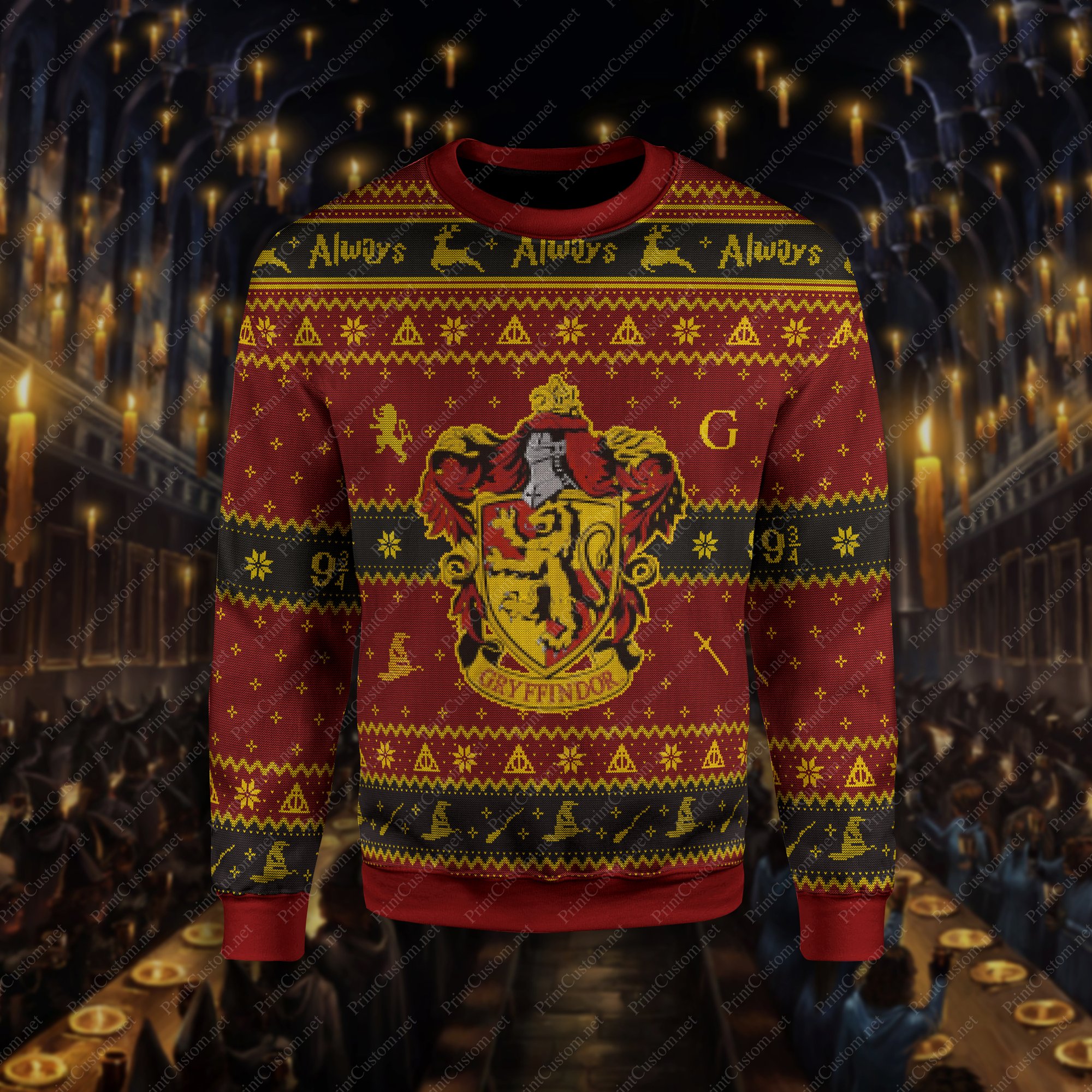 Harry potter gryffindor ugly christmas sweater - red