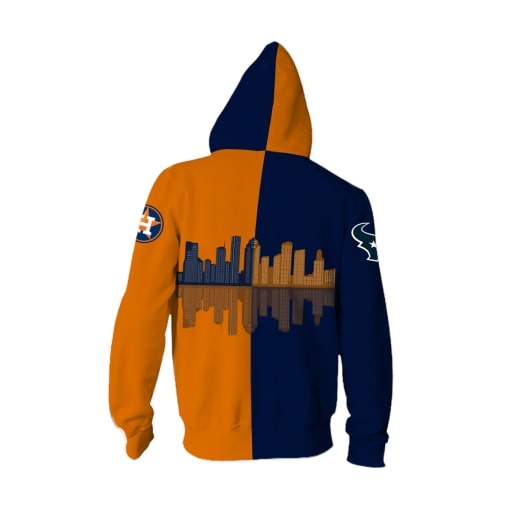 Houston astros and houston texans all over print zip hoodie - back