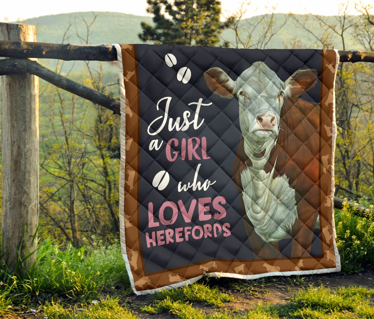 Just girl who loves herefords cow heifer quilt 2
