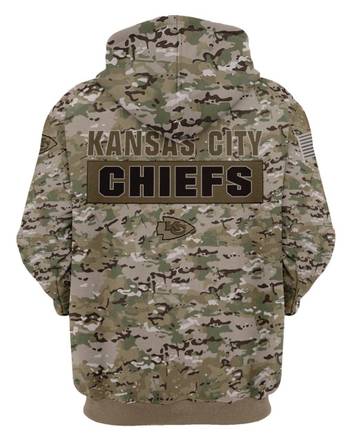 Kansas city chiefs camo style all over print hoodie - back