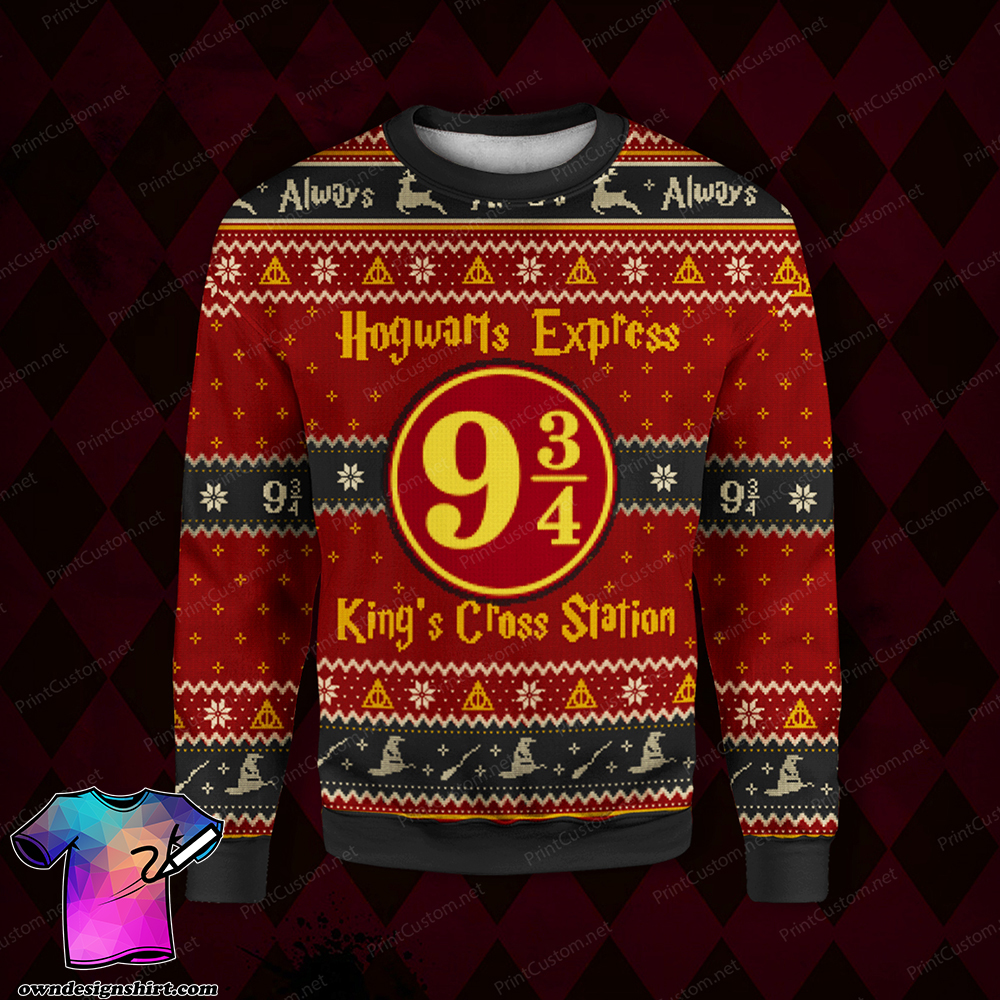 King's cross station harry potter full printing ugly christmas sweater